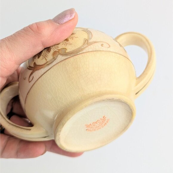 Antique 1920s Moriyama Porcelain Sugar Bowl w/Lid Dual Handle Mori-Machi Nippon - Picture 10 of 10